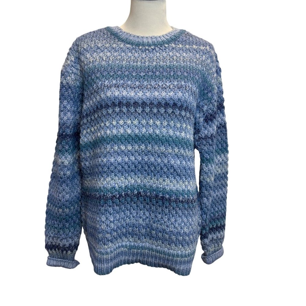 St.‎ Johns Bay XL Blue Ombre Pullover Chunky Knit Sweater textured Warm&Cozy